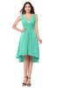 ColsBM Ainsley Seafoam Green Elegant A-line Zipper Hi-Lo Ruching Plus Size Bridesmaid Dresses