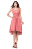 ColsBM Ainsley Shell Pink Elegant A-line Zipper Hi-Lo Ruching Plus Size Bridesmaid Dresses