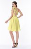 ColsBM Brynlee Pastel Yellow Modern Asymmetric Neckline Sleeveless Criss-cross Straps Mini Plus Size Bridesmaid Dresses