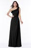 ColsBM Nola Black Modern A-line One Shoulder Chiffon Ruching Plus Size Bridesmaid Dresses