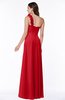 ColsBM Nola Red Modern A-line One Shoulder Chiffon Ruching Plus Size Bridesmaid Dresses