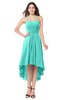 ColsBM Hannah Blue Turquoise Casual A-line Halter Half Backless Asymmetric Ruching Plus Size Bridesmaid Dresses