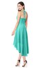 ColsBM Hannah Blue Turquoise Casual A-line Halter Half Backless Asymmetric Ruching Plus Size Bridesmaid Dresses