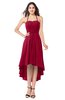 ColsBM Hannah Dark Red Casual A-line Halter Half Backless Asymmetric Ruching Plus Size Bridesmaid Dresses