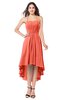 ColsBM Hannah Living Coral Casual A-line Halter Half Backless Asymmetric Ruching Plus Size Bridesmaid Dresses