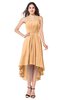 ColsBM Hannah Salmon Buff Casual A-line Halter Half Backless Asymmetric Ruching Plus Size Bridesmaid Dresses