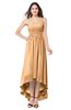 ColsBM Autumn Apricot Simple A-line Sleeveless Zip up Asymmetric Ruching Plus Size Bridesmaid Dresses