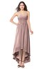 ColsBM Autumn Blush Pink Simple A-line Sleeveless Zip up Asymmetric Ruching Plus Size Bridesmaid Dresses