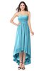 ColsBM Autumn Light Blue Simple A-line Sleeveless Zip up Asymmetric Ruching Plus Size Bridesmaid Dresses