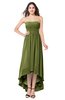 ColsBM Autumn Olive Green Simple A-line Sleeveless Zip up Asymmetric Ruching Plus Size Bridesmaid Dresses
