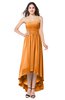 ColsBM Autumn Orange Simple A-line Sleeveless Zip up Asymmetric Ruching Plus Size Bridesmaid Dresses