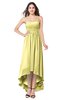 ColsBM Autumn Pastel Yellow Simple A-line Sleeveless Zip up Asymmetric Ruching Plus Size Bridesmaid Dresses