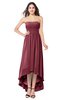 ColsBM Autumn Wine Simple A-line Sleeveless Zip up Asymmetric Ruching Plus Size Bridesmaid Dresses