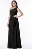 ColsBM Felicity Black Classic A-line One Shoulder Half Backless Floor Length Pleated Plus Size Bridesmaid Dresses