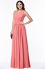 ColsBM Felicity Coral Classic A-line One Shoulder Half Backless Floor Length Pleated Plus Size Bridesmaid Dresses