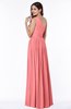 ColsBM Felicity Coral Classic A-line One Shoulder Half Backless Floor Length Pleated Plus Size Bridesmaid Dresses