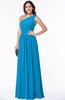 ColsBM Felicity Cornflower Blue Classic A-line One Shoulder Half Backless Floor Length Pleated Plus Size Bridesmaid Dresses