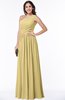 ColsBM Felicity Gold Classic A-line One Shoulder Half Backless Floor Length Pleated Plus Size Bridesmaid Dresses