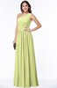 ColsBM Felicity Lime Green Classic A-line One Shoulder Half Backless Floor Length Pleated Plus Size Bridesmaid Dresses