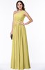 ColsBM Felicity Misted Yellow Classic A-line One Shoulder Half Backless Floor Length Pleated Plus Size Bridesmaid Dresses