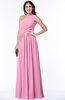 ColsBM Felicity Pink Classic A-line One Shoulder Half Backless Floor Length Pleated Plus Size Bridesmaid Dresses