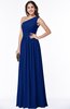 ColsBM Felicity Sodalite Blue Classic A-line One Shoulder Half Backless Floor Length Pleated Plus Size Bridesmaid Dresses