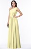 ColsBM Felicity Soft Yellow Classic A-line One Shoulder Half Backless Floor Length Pleated Plus Size Bridesmaid Dresses