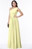 ColsBM Felicity Wax Yellow Classic A-line One Shoulder Half Backless Floor Length Pleated Plus Size Bridesmaid Dresses