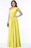 ColsBM Felicity Yellow Iris Classic A-line One Shoulder Half Backless Floor Length Pleated Plus Size Bridesmaid Dresses
