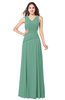 ColsBM Salma Beryl Green Elegant A-line Sleeveless Zip up Floor Length Ruching Plus Size Bridesmaid Dresses