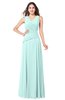 ColsBM Salma Blue Glass Elegant A-line Sleeveless Zip up Floor Length Ruching Plus Size Bridesmaid Dresses