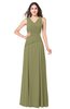ColsBM Salma Cedar Elegant A-line Sleeveless Zip up Floor Length Ruching Plus Size Bridesmaid Dresses