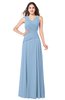ColsBM Salma Sky Blue Elegant A-line Sleeveless Zip up Floor Length Ruching Plus Size Bridesmaid Dresses