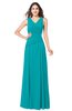 ColsBM Salma Teal Elegant A-line Sleeveless Zip up Floor Length Ruching Plus Size Bridesmaid Dresses