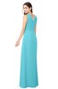 ColsBM Salma Turquoise Elegant A-line Sleeveless Zip up Floor Length Ruching Plus Size Bridesmaid Dresses