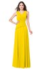 ColsBM Salma Yellow Elegant A-line Sleeveless Zip up Floor Length Ruching Plus Size Bridesmaid Dresses