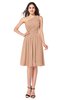 ColsBM Lorelei Almost Apricot Elegant Asymmetric Neckline Zipper Chiffon Knee Length Plus Size Bridesmaid Dresses