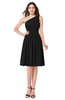 ColsBM Lorelei Black Elegant Asymmetric Neckline Zipper Chiffon Knee Length Plus Size Bridesmaid Dresses