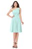 ColsBM Lorelei Blue Glass Elegant Asymmetric Neckline Zipper Chiffon Knee Length Plus Size Bridesmaid Dresses