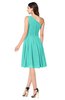 ColsBM Lorelei Blue Turquoise Elegant Asymmetric Neckline Zipper Chiffon Knee Length Plus Size Bridesmaid Dresses