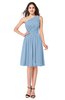ColsBM Lorelei Dusty Blue Elegant Asymmetric Neckline Zipper Chiffon Knee Length Plus Size Bridesmaid Dresses
