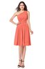 ColsBM Lorelei Fusion Coral Elegant Asymmetric Neckline Zipper Chiffon Knee Length Plus Size Bridesmaid Dresses