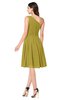 ColsBM Lorelei Golden Olive Elegant Asymmetric Neckline Zipper Chiffon Knee Length Plus Size Bridesmaid Dresses