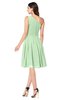 ColsBM Lorelei Light Green Elegant Asymmetric Neckline Zipper Chiffon Knee Length Plus Size Bridesmaid Dresses