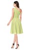 ColsBM Lorelei Lime Green Elegant Asymmetric Neckline Zipper Chiffon Knee Length Plus Size Bridesmaid Dresses