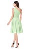 ColsBM Lorelei Pale Green Elegant Asymmetric Neckline Zipper Chiffon Knee Length Plus Size Bridesmaid Dresses