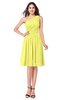 ColsBM Lorelei Pale Yellow Elegant Asymmetric Neckline Zipper Chiffon Knee Length Plus Size Bridesmaid Dresses