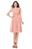 ColsBM Lorelei Peach Elegant Asymmetric Neckline Zipper Chiffon Knee Length Plus Size Bridesmaid Dresses