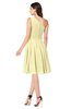 ColsBM Lorelei Soft Yellow Elegant Asymmetric Neckline Zipper Chiffon Knee Length Plus Size Bridesmaid Dresses