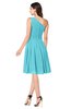 ColsBM Lorelei Turquoise Elegant Asymmetric Neckline Zipper Chiffon Knee Length Plus Size Bridesmaid Dresses